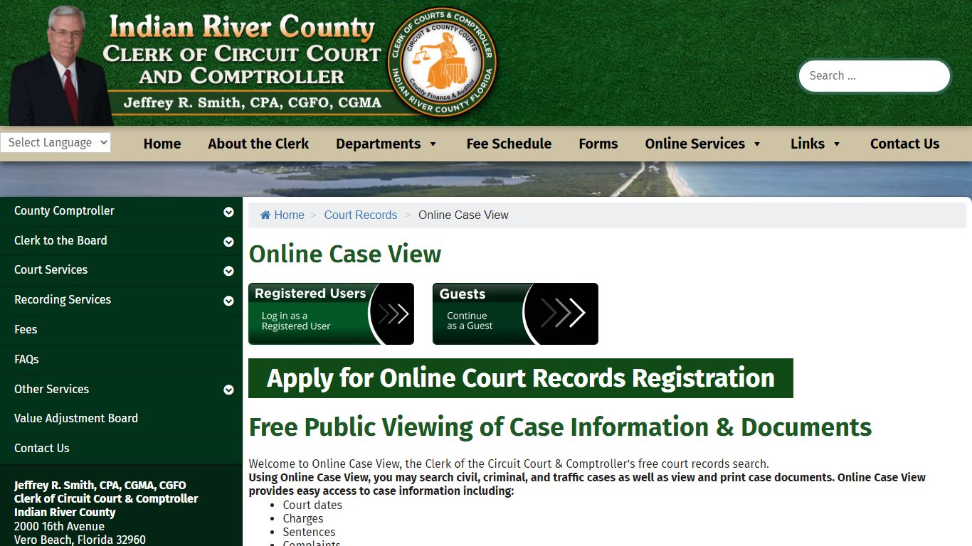 Online Case View - Indian River Clerk